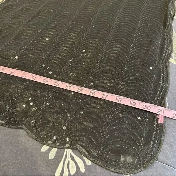 Vintageāblack scalloped sequin scarf lightweight dressy evening EUC - Picture 13 of 16